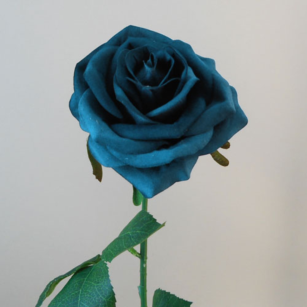 Velvet Tea Rose Dark Teal Blue | Artificial Flowers